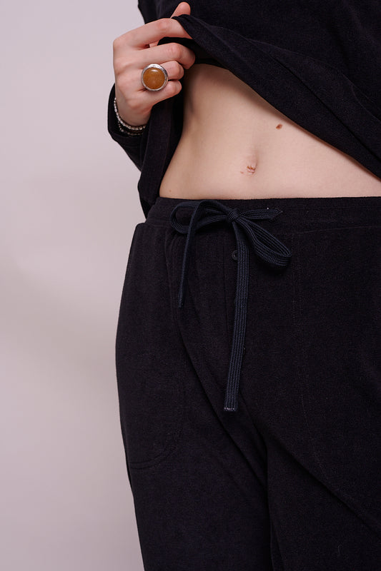 * frottee straight pants