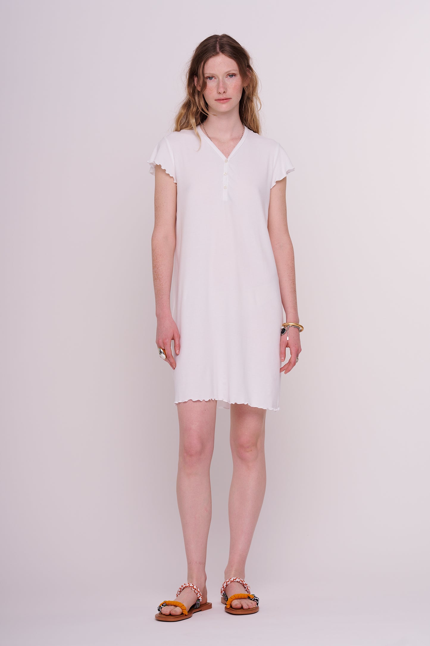 soft rib dress with buttons