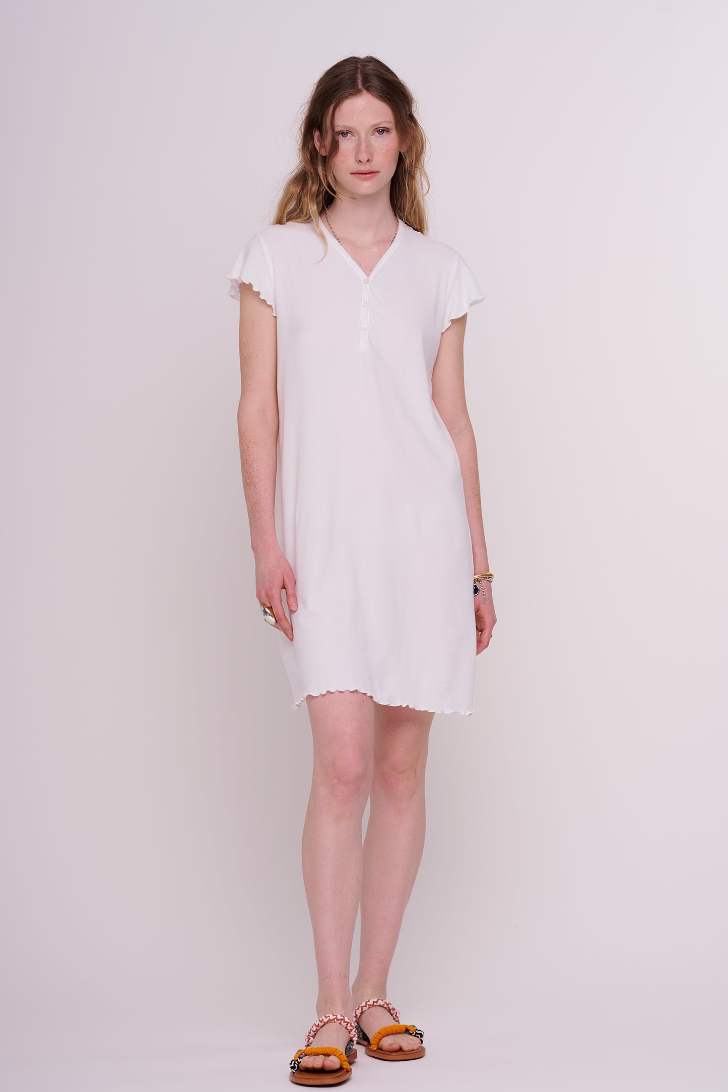 soft rib dress with buttons