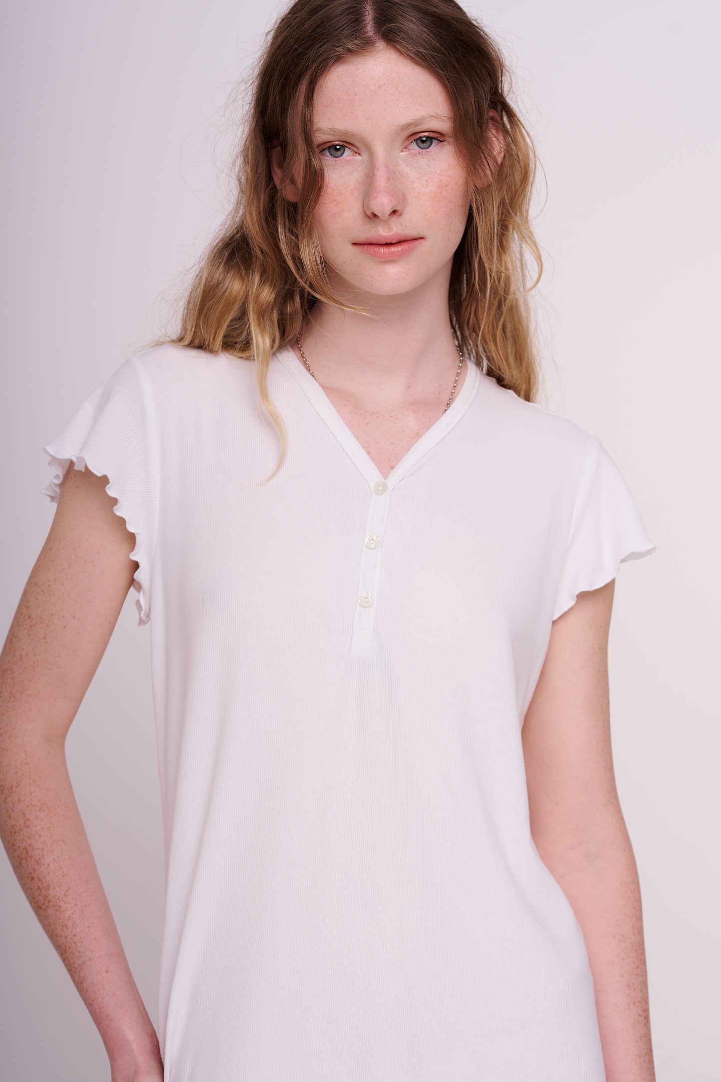soft rib dress with buttons