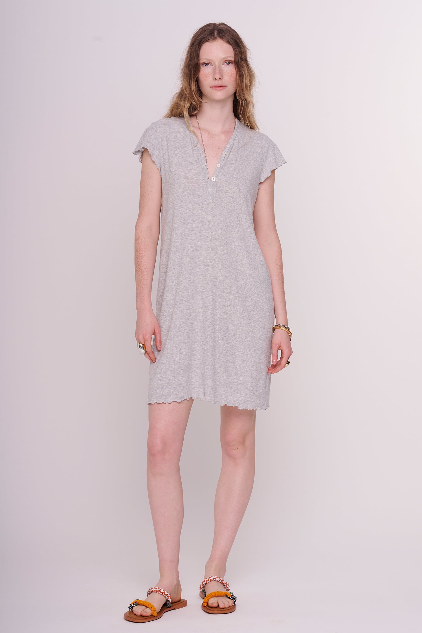 soft rib dress with buttons