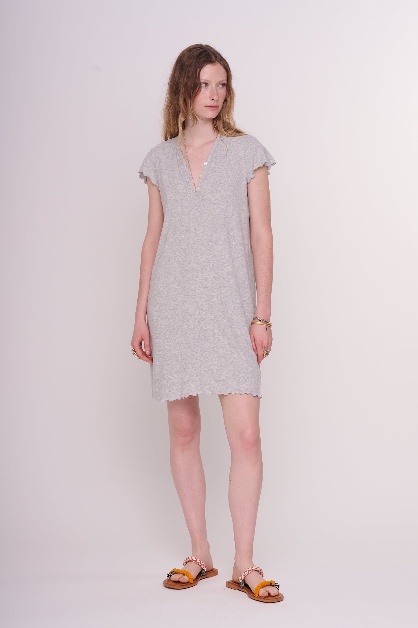 soft rib dress with buttons