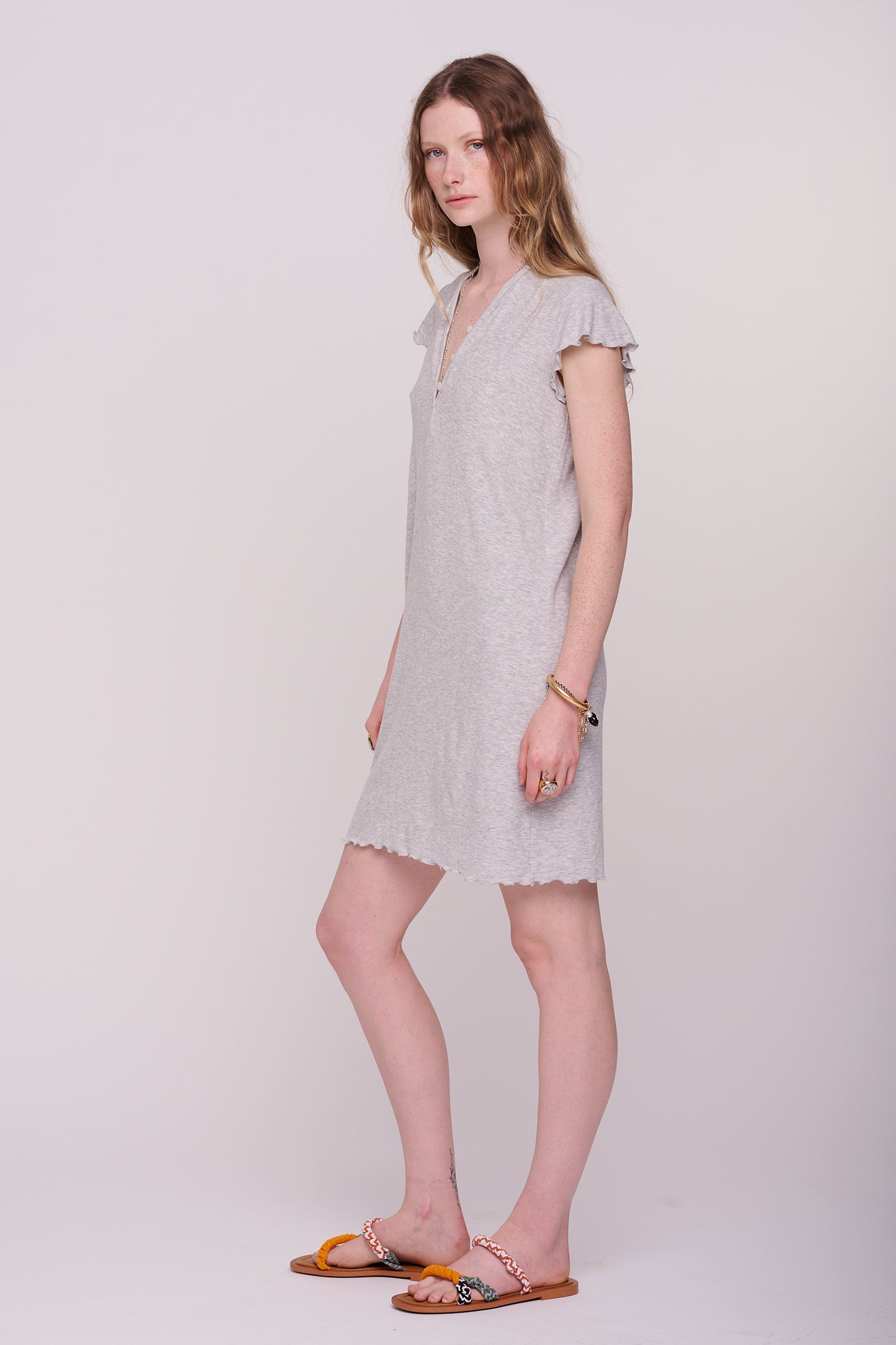soft rib dress with buttons