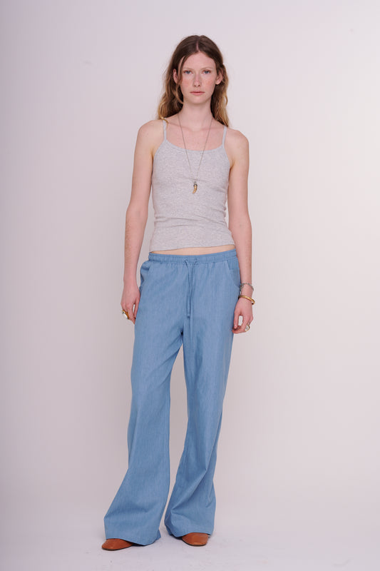 cotton denim straight pants