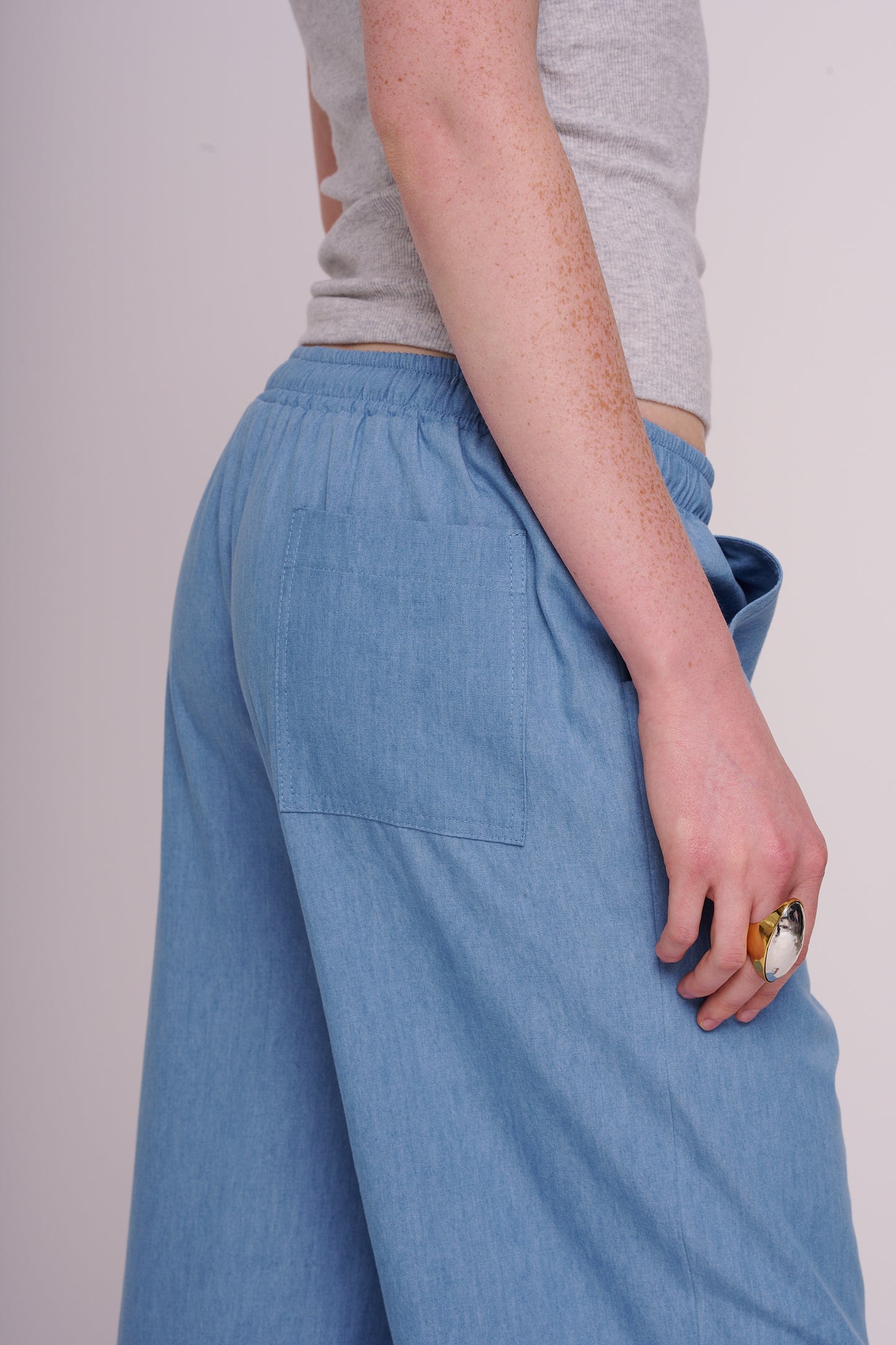 cotton denim straight pants