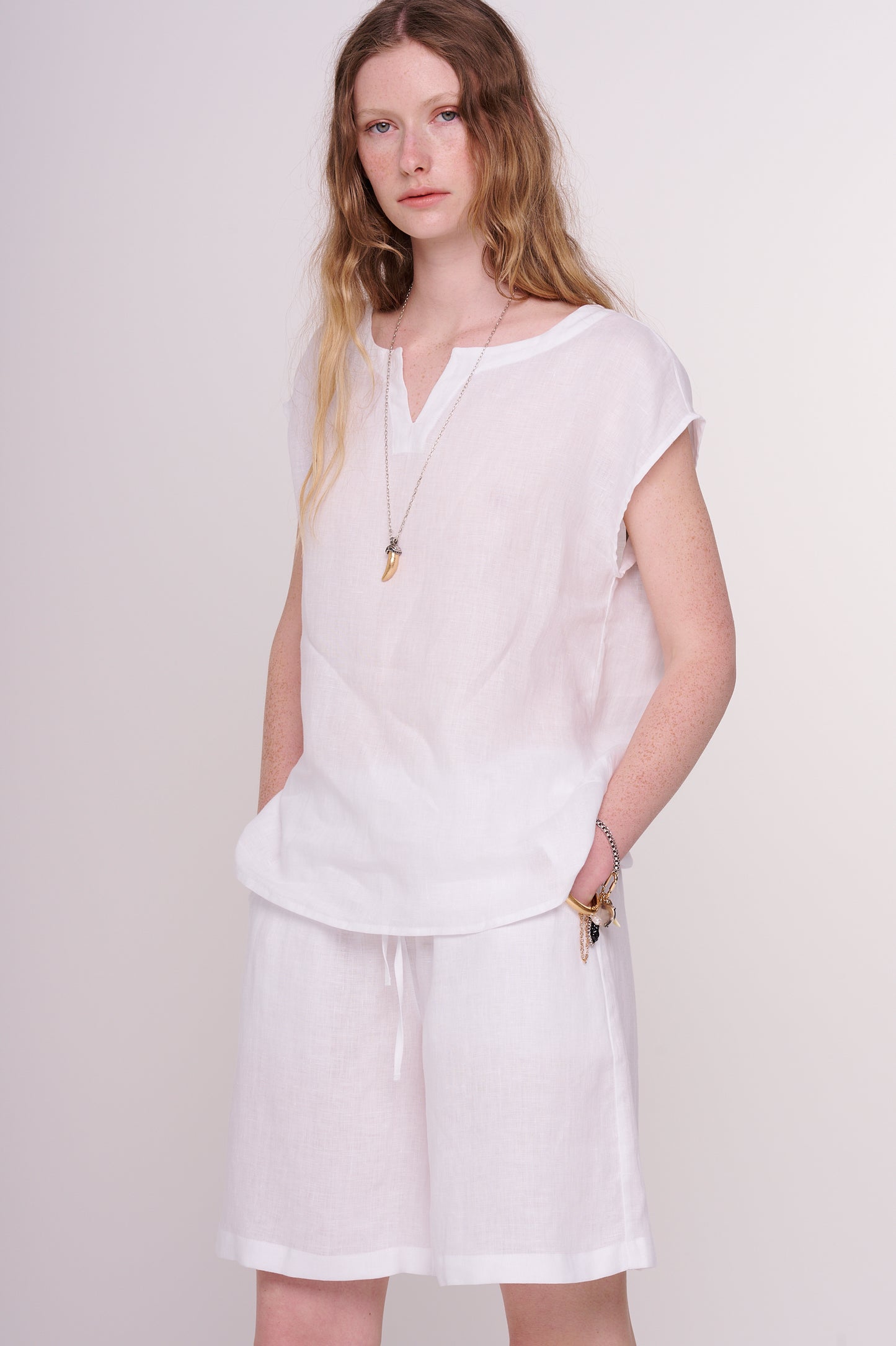 * linen straight shorts