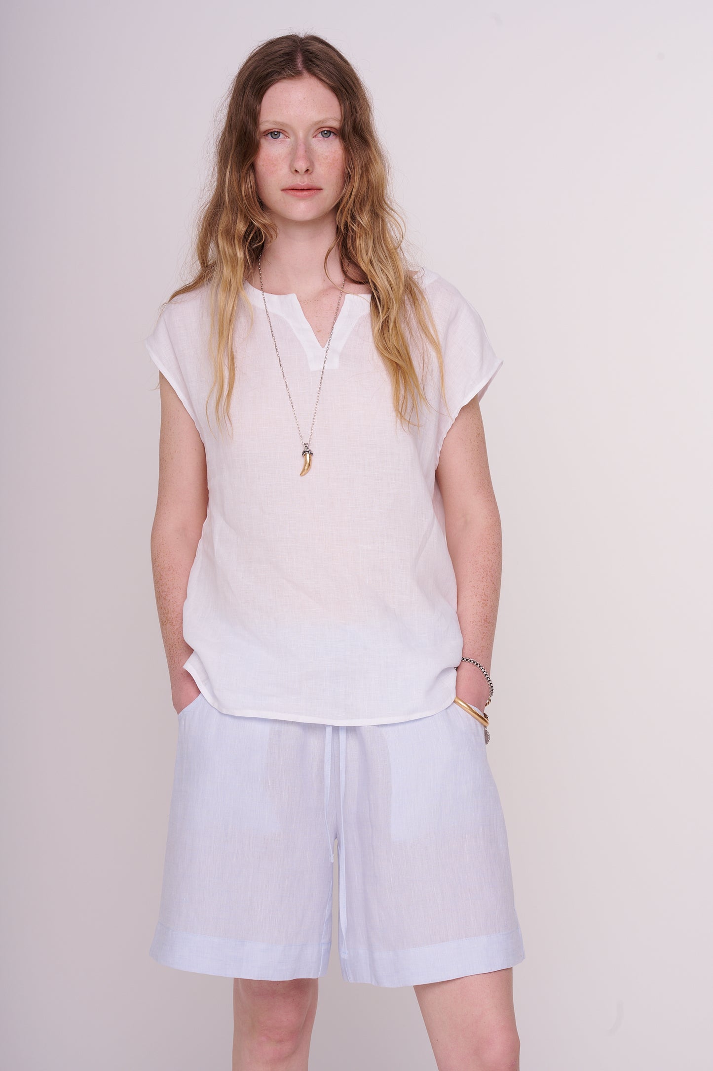 linen straight shorts