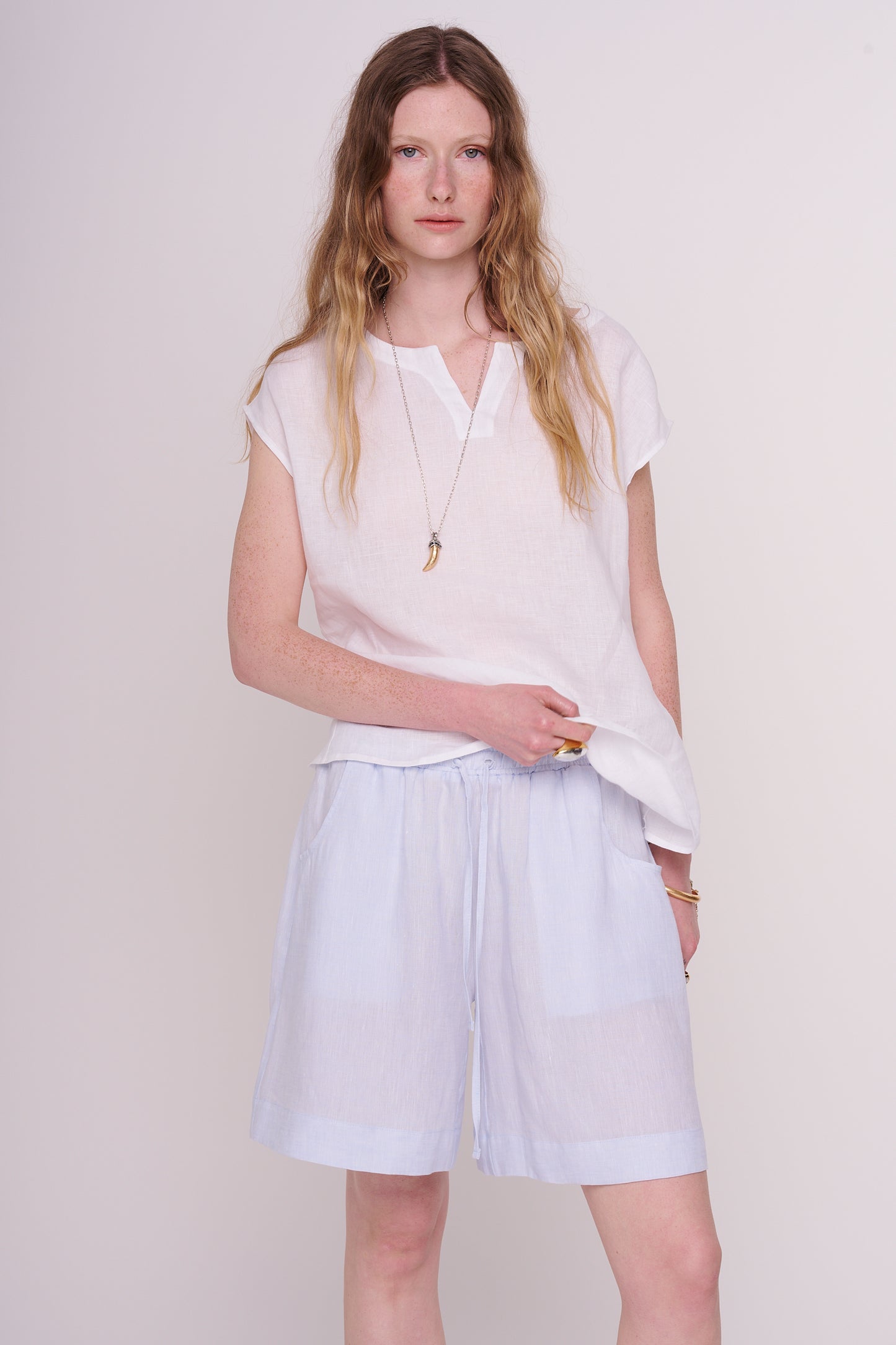 linen straight shorts