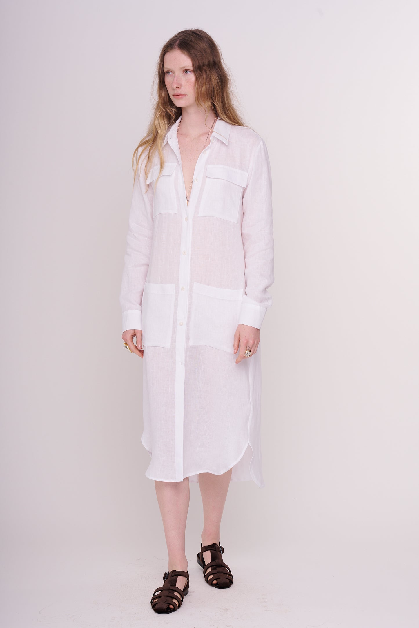 * linen dress with buttons