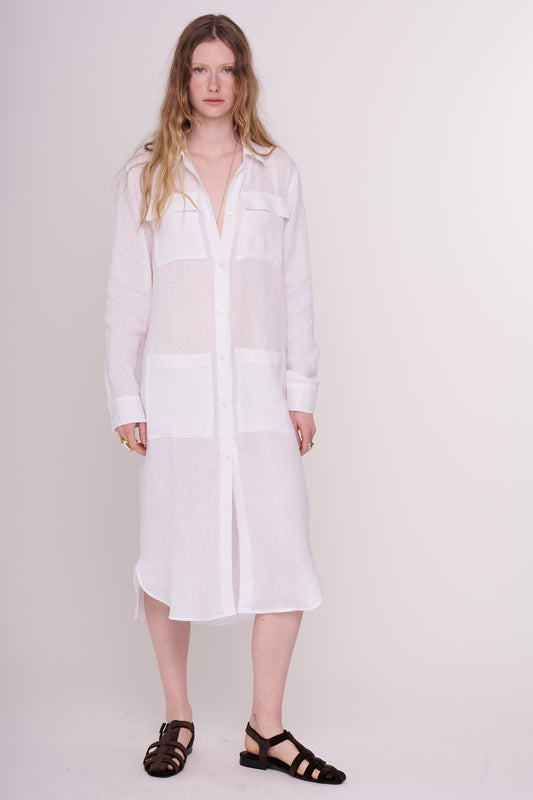 * linen dress with buttons