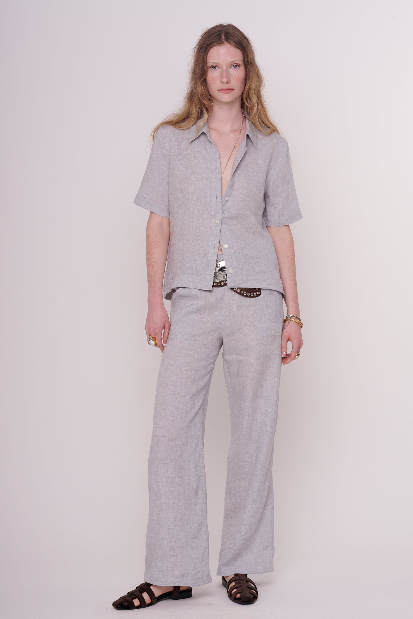 * linen straight pants