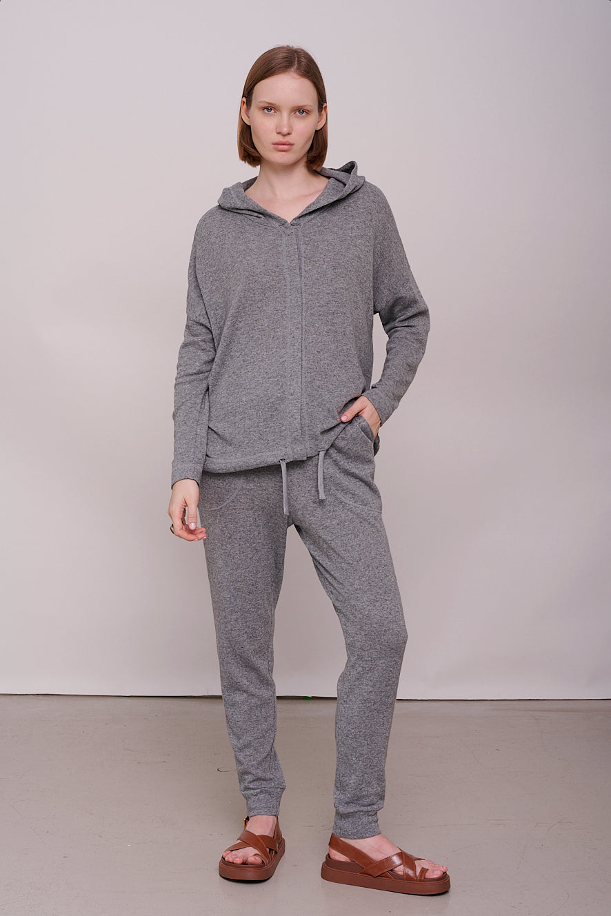 knit jacket with buttons and hood