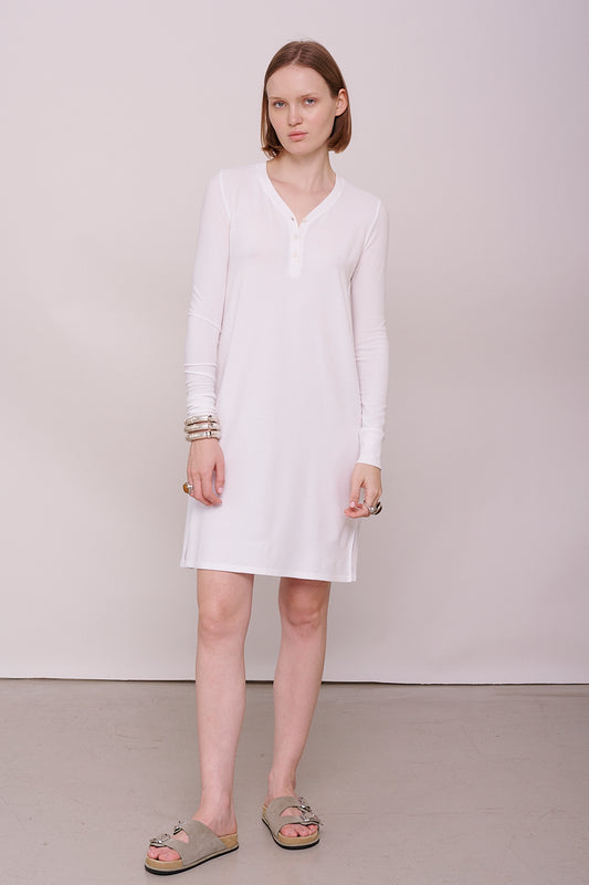* soft rib dress with buttons