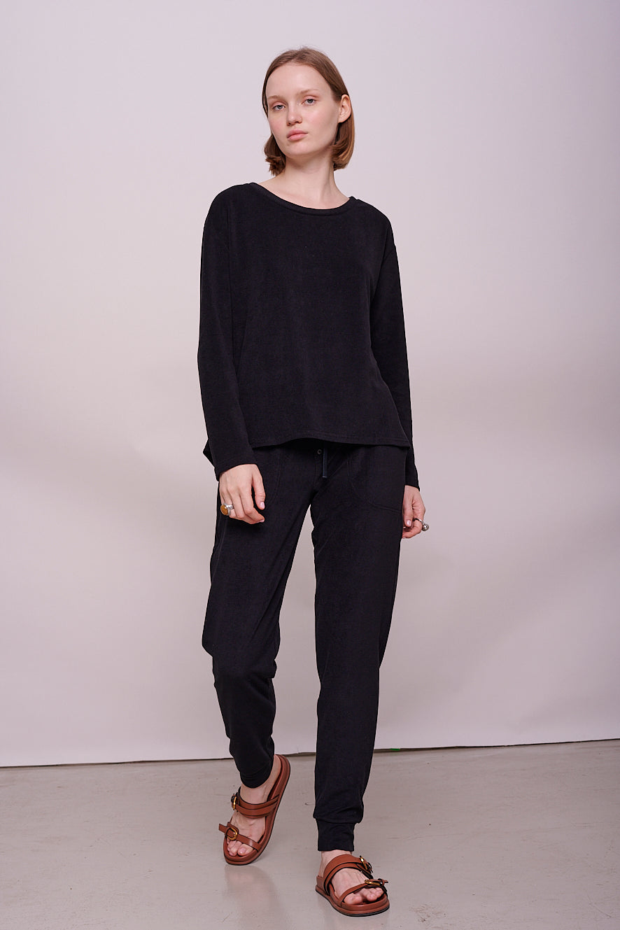 * frottee straight pants