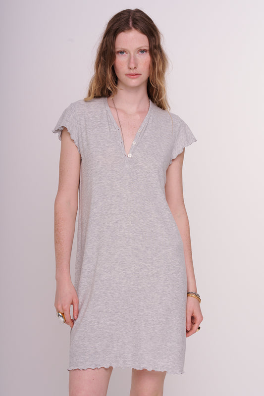 soft rib dress with buttons