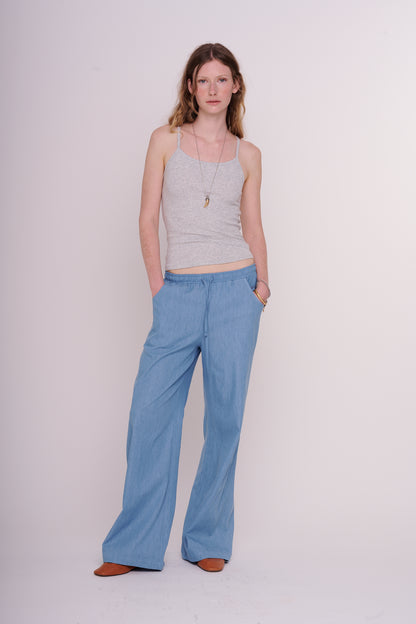 cotton denim straight pants