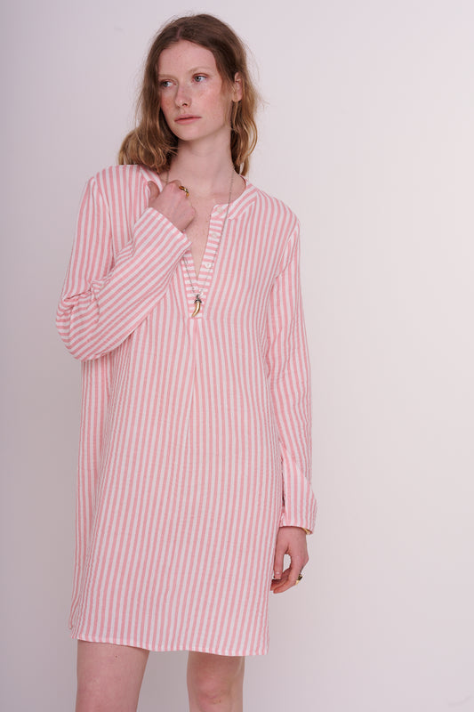 woven cotton dress with buttons