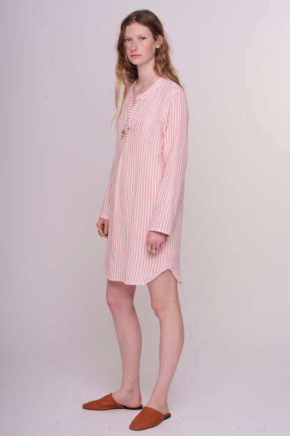 woven cotton dress with buttons